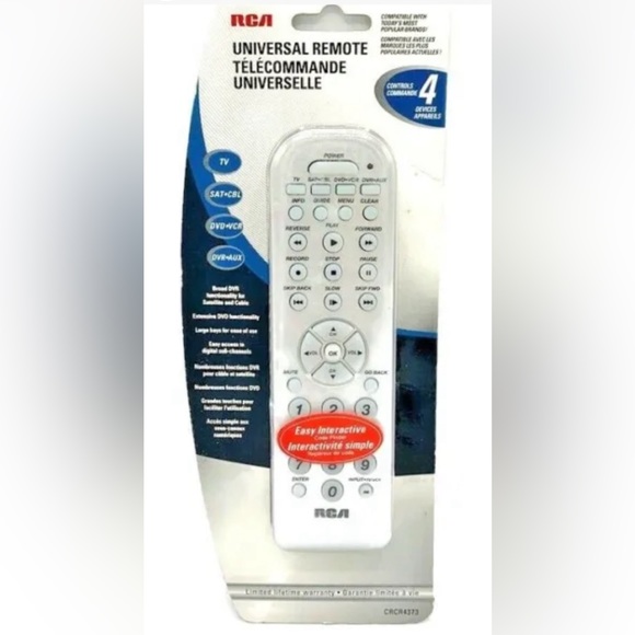 RCA Universal Silver Remote Control With 4 Controls CRCR4373 Sealed NEW - Picture 1 of 7